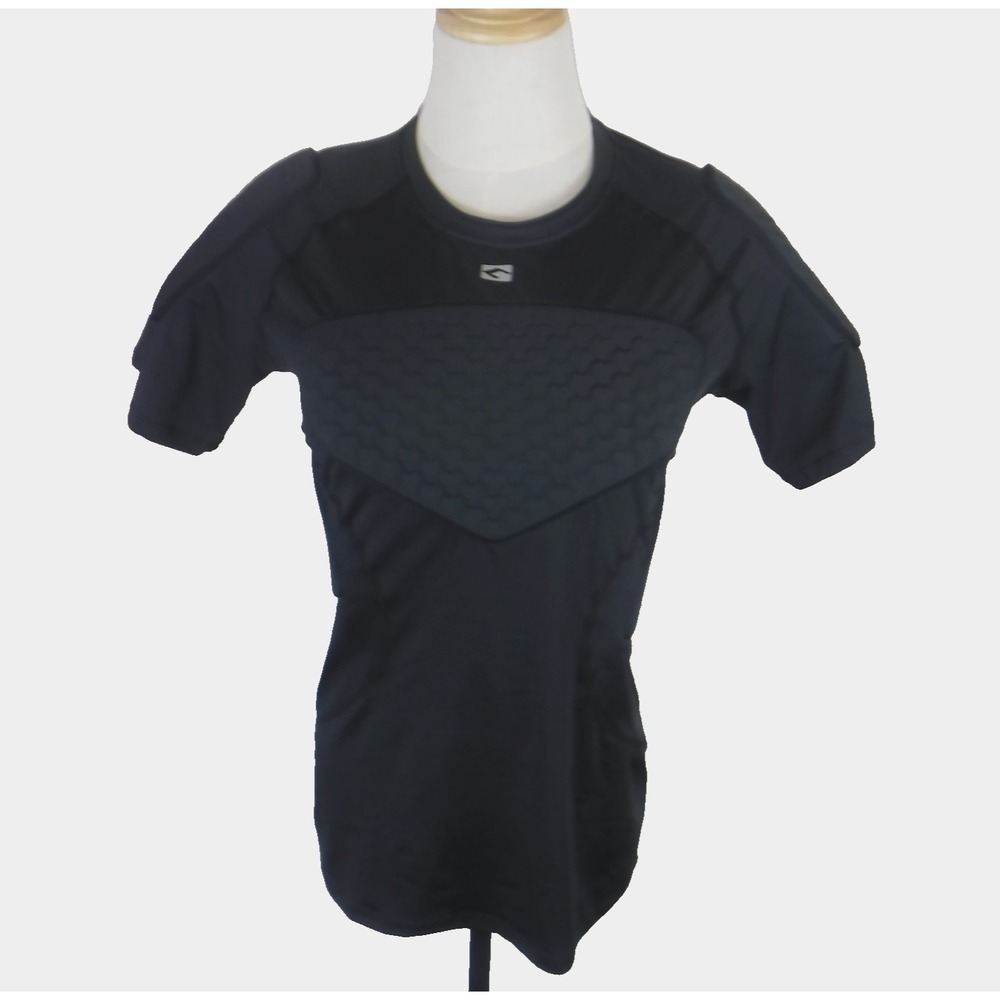 COOLOMG Shirt Boys M Black Football Padded Chest‎ Rib Shoulder Protector